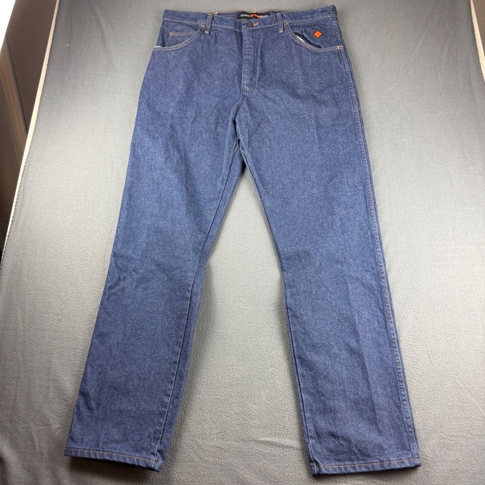 Wrangler FR 31 Relaxed Jeans Men's 38x34 Blue Workwear Fire Resistant Dark NEW